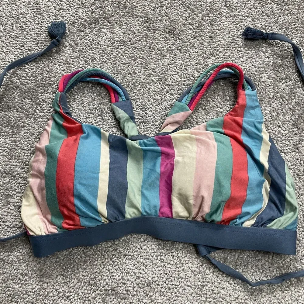 Unbranded Swimwear Bikini Top Womens Small Multicolor Padded Racer Back Beach